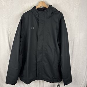 Under Armour Waterproof Windproof Breathable 369254 Lined Rain Jacket Black 2XLT